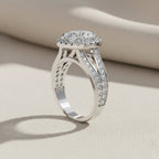 Oval Halo Diamond Ring – Split Shank Engagement Ring – Round Diamond Accent Bridal Jewelry – Lustraa’s Halo Ring