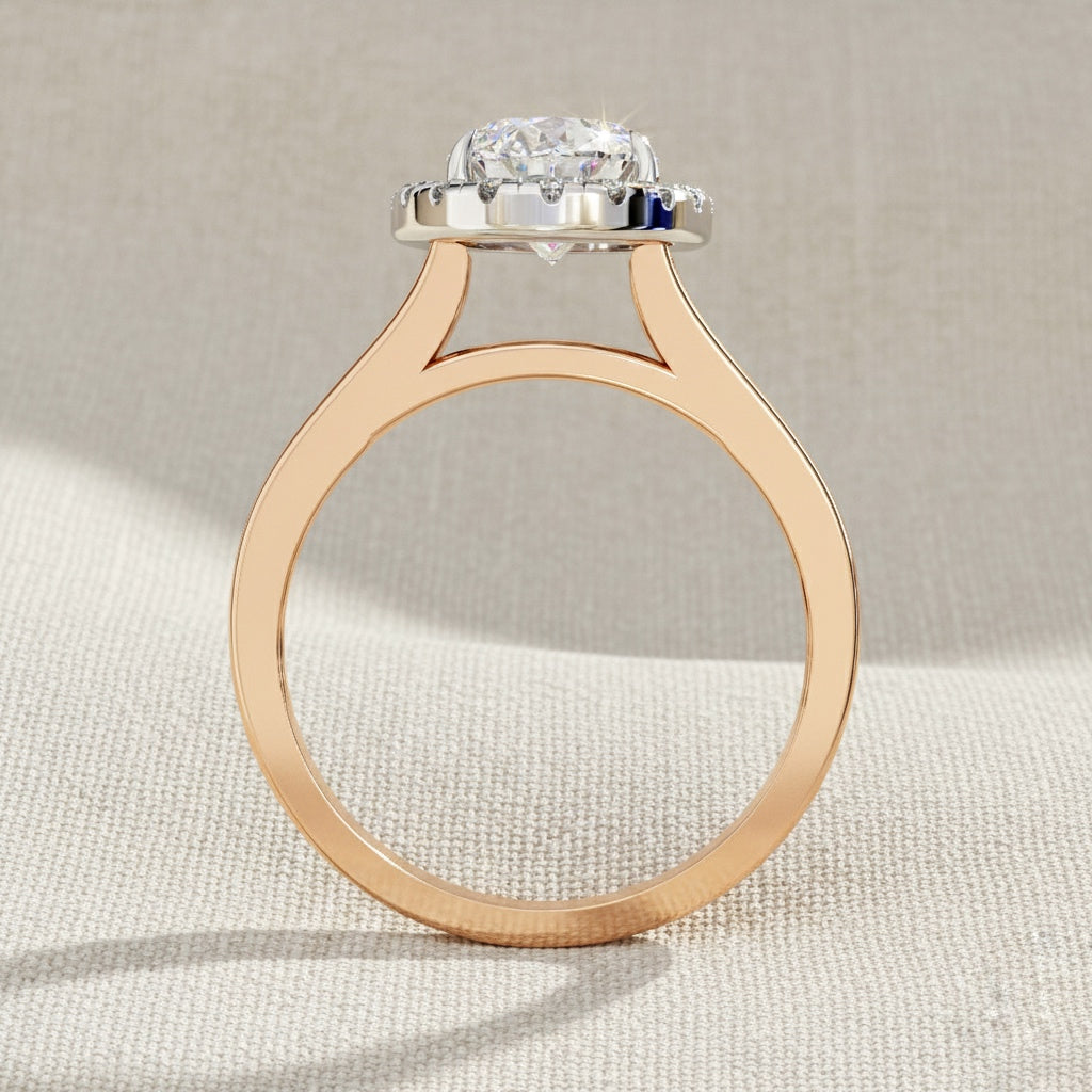 Oval Halo Diamond Ring – Split Shank Engagement Ring – Round Diamond Accent Bridal Jewelry – Lustraa’s Halo Ring