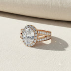 Oval Halo Diamond Ring – Split Shank Engagement Ring – Round Diamond Accent Bridal Jewelry – Lustraa’s Halo Ring