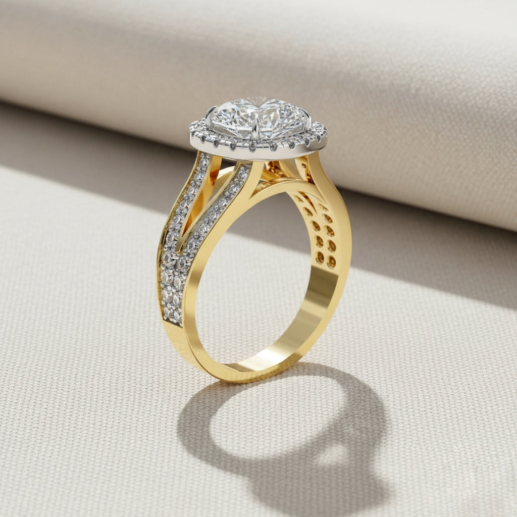 Oval Halo Diamond Ring – Split Shank Engagement Ring – Round Diamond Accent Bridal Jewelry – Lustraa’s Halo Ring