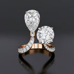 Two Stone Diamond Ring | Pear and Round Cut Toi et Moi Ring | Lab Grown Diamond Engagement Ring | Lustraa’s Toi et Moi Ring