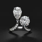 Two Stone Diamond Ring | Pear and Round Cut Toi et Moi Ring | Lab Grown Diamond Engagement Ring | Lustraa’s Toi et Moi Ring