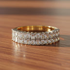 Radiant & Round Diamond Stacked Ring – Double Band Lab Grown Half Eternity Statement Bridal Ring – Lustraa’s Eternity Ring