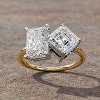 Two Stone Diamond Ring – Lab Grown Radiant & Emerald Cut Toi et Moi Engagement Ring-Lustraa’s Toi et Moi Ring