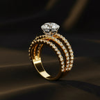 Round Cut Diamond Criss Cross Ring – 0.81 CT Center with Side Round Accents – Unique Multi Band Statement Ring– Lustraa’s Criss Cross Ring