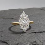 Oval Halo Diamond Cluster Engagement Ring – 0.66 CT Oval Cut with Round & Pear Diamond Bridal Jewelry– Lustraa’s Halo Ring