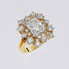 Radiant Cut Halo Diamond Ring – Round Diamond Cluster Statement Ring – Luxury Bridal Engagement Jewelry – Lustraa’s Halo Ring