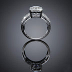 Pear Diamond Split Shank Ring– Criss Cross Engagement Ring with Accent Round Diamonds– Unique Statement Bridal Jewelry–Lustraa’s Bridal Ring