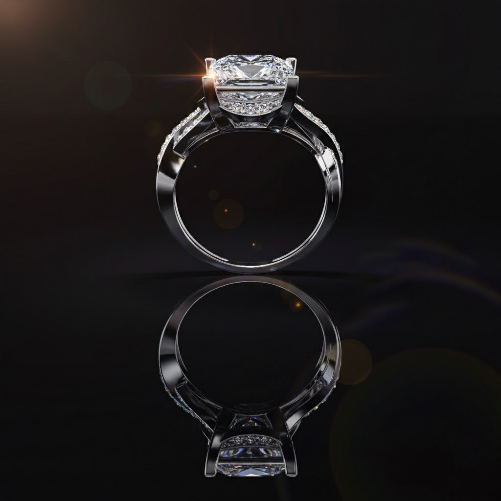 Princess Cut Split Shank Engagement Ring – Criss Cross Diamond Bridal Set – Luxury Statement Wedding Jewelry – Lustraa’s Criss Cross Ring