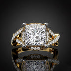 Princess Cut Split Shank Engagement Ring – Criss Cross Diamond Bridal Set – Luxury Statement Wedding Jewelry – Lustraa’s Criss Cross Ring