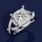 Princess Cut Split Shank Engagement Ring – Criss Cross Diamond Bridal Set – Luxury Statement Wedding Jewelry – Lustraa’s Criss Cross Ring