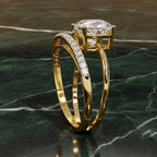 Cushion Cut Diamond Bridal Set | 2.28 CT Cushion Square with Split Shank Wedding Ring Set with Round Diamonds – Lustraa’s Bridal Ring