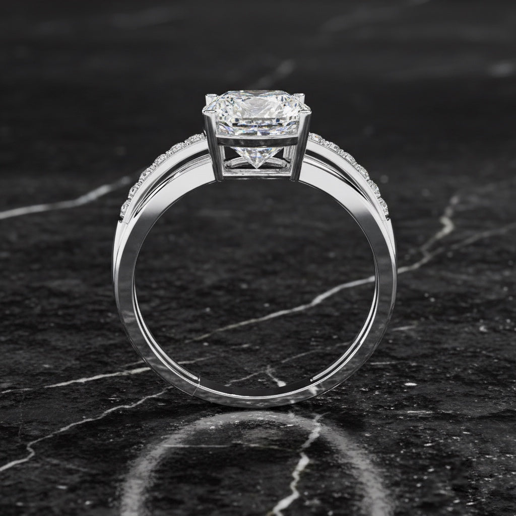 Cushion Cut Diamond Bridal Set | 2.28 CT Cushion Square with Split Shank Wedding Ring Set with Round Diamonds – Lustraa’s Bridal Ring