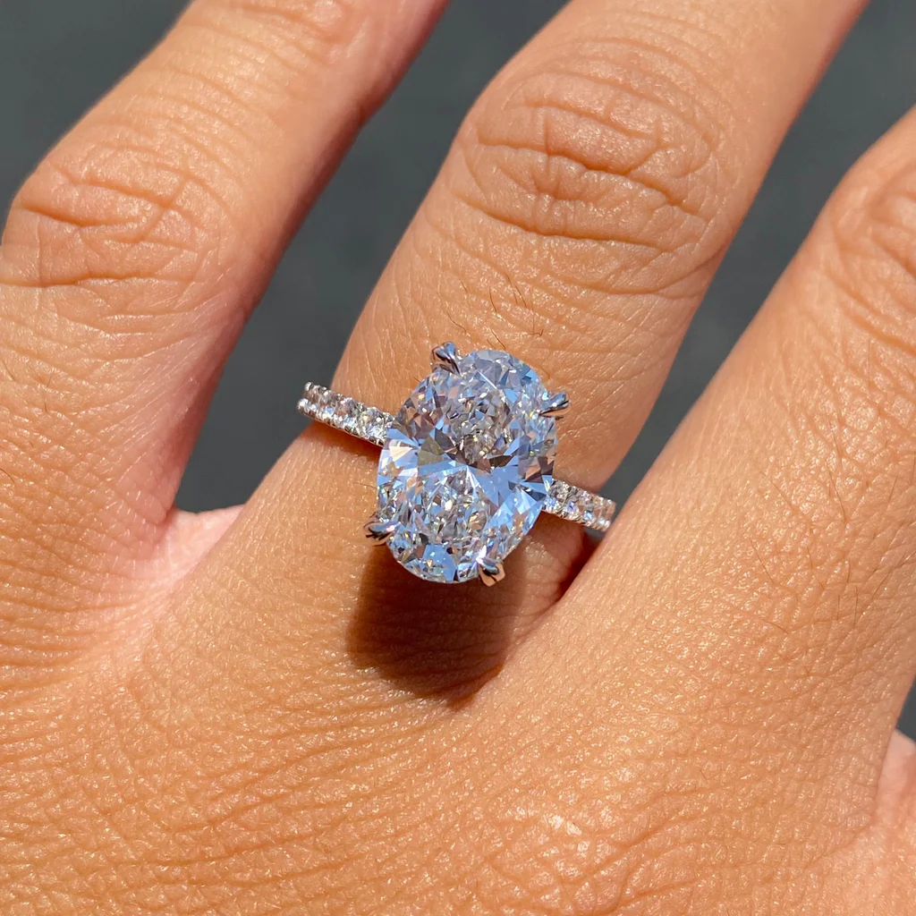 Oval Lab Grown Diamond Engagement Ring – 1.20 CT Hidden Halo Solitaire Bridal Ring, Wedding Band Jewelry– Lustraa’s Oval Diamond Ring