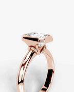2 Carat Lab Grown Emerald Cut Diamond Bezel Set Solitaire Ring