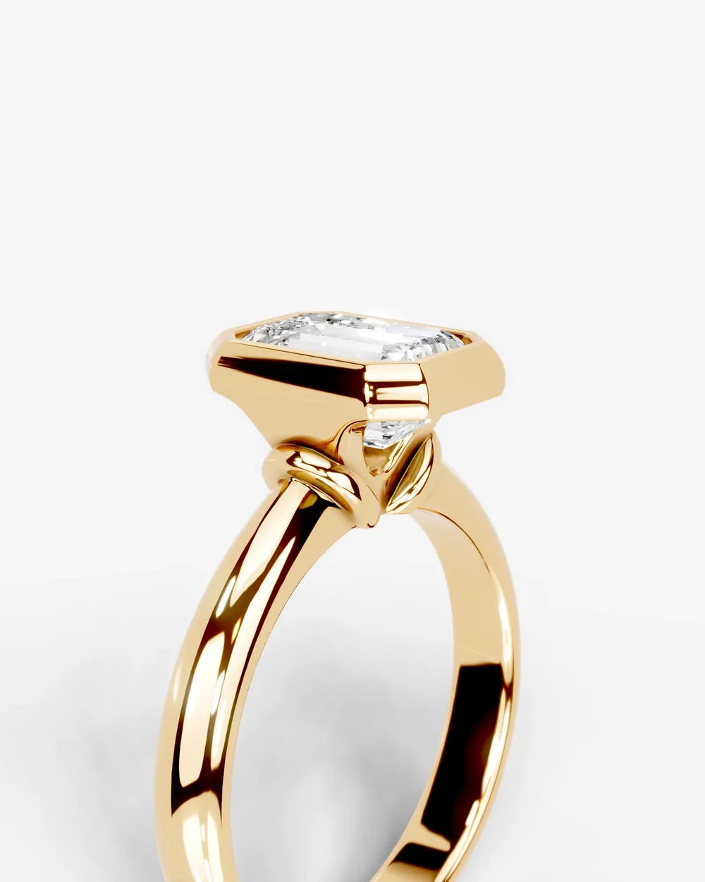 2 Carat Lab Grown Emerald Cut Diamond Bezel Set Solitaire Ring