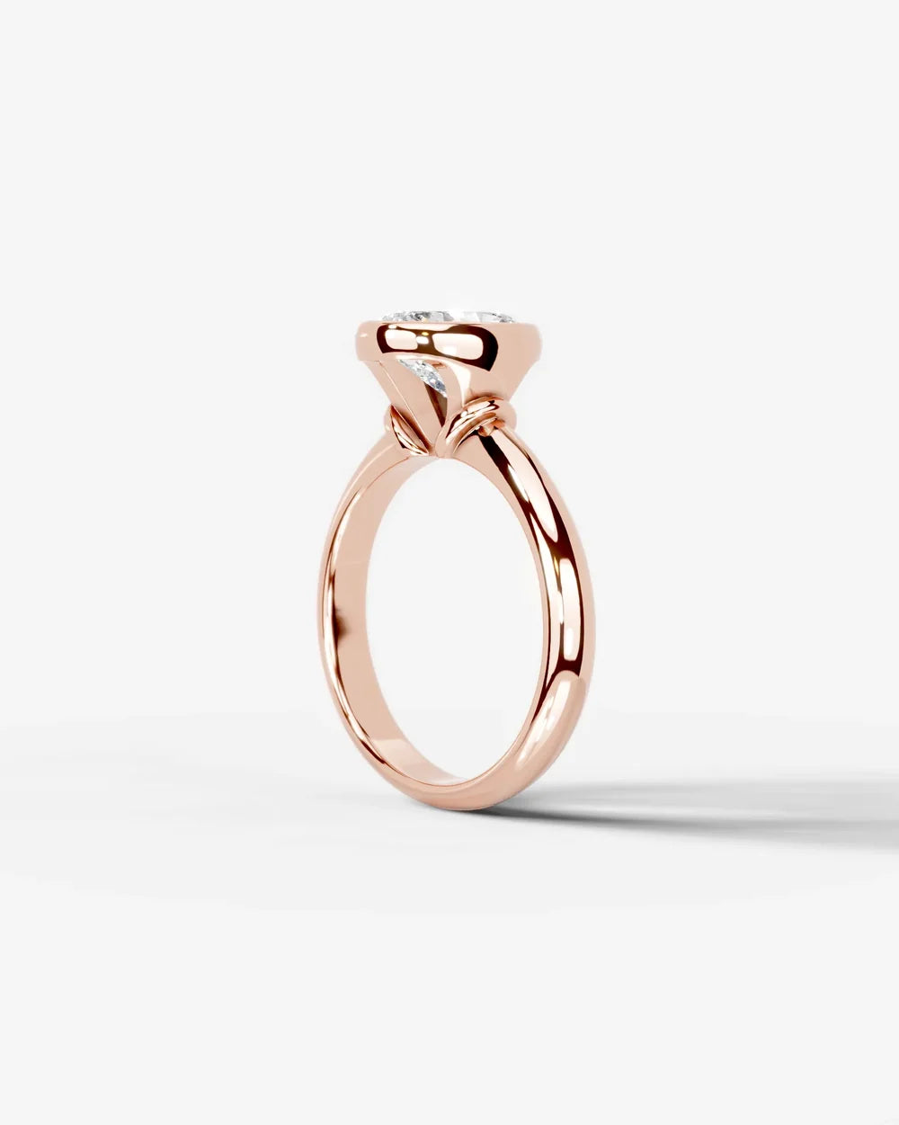 2 Carat Lab Grown Oval Cut Diamond Bezel Set Solitaire Ring