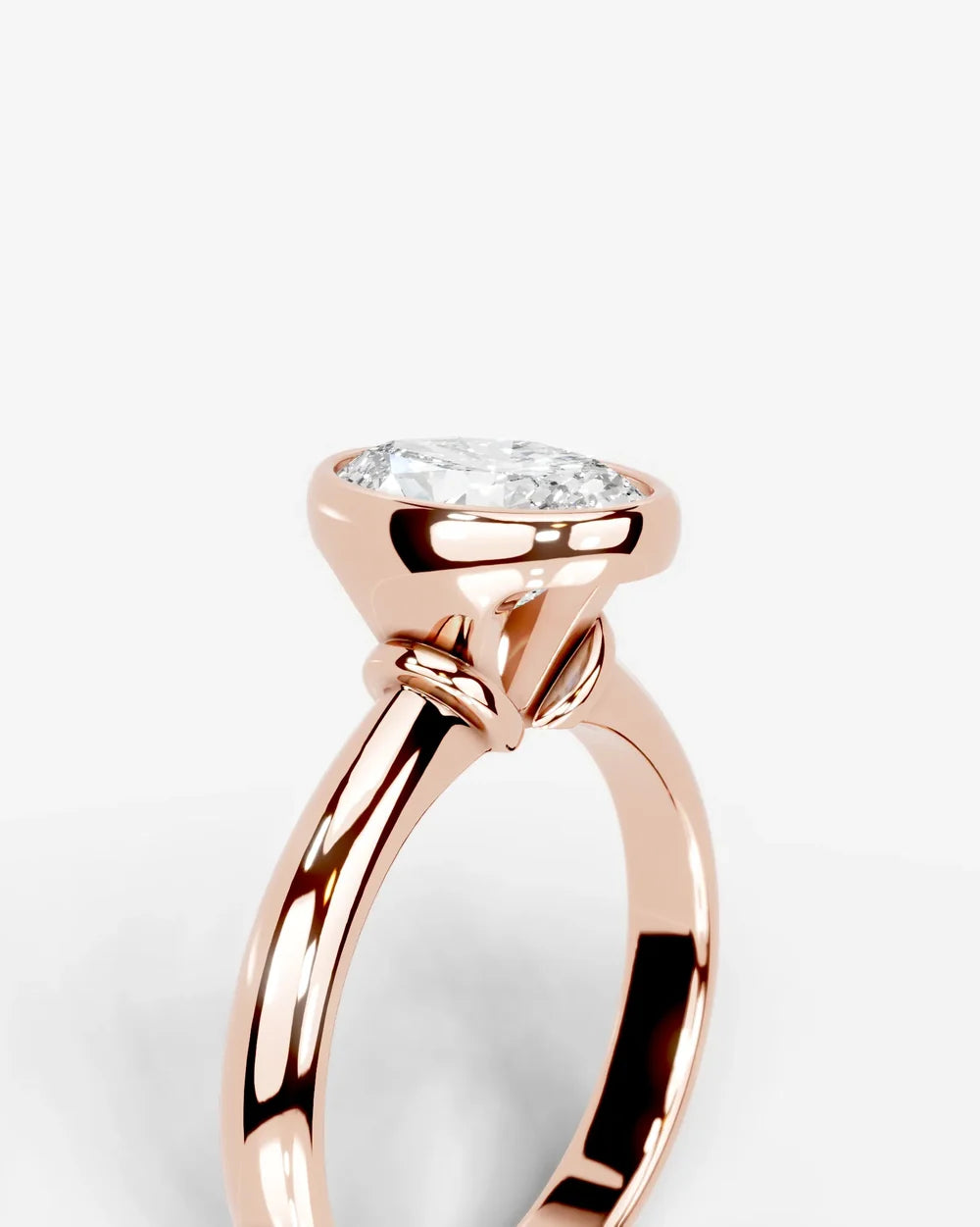 2 Carat Lab Grown Oval Cut Diamond Bezel Set Solitaire Ring