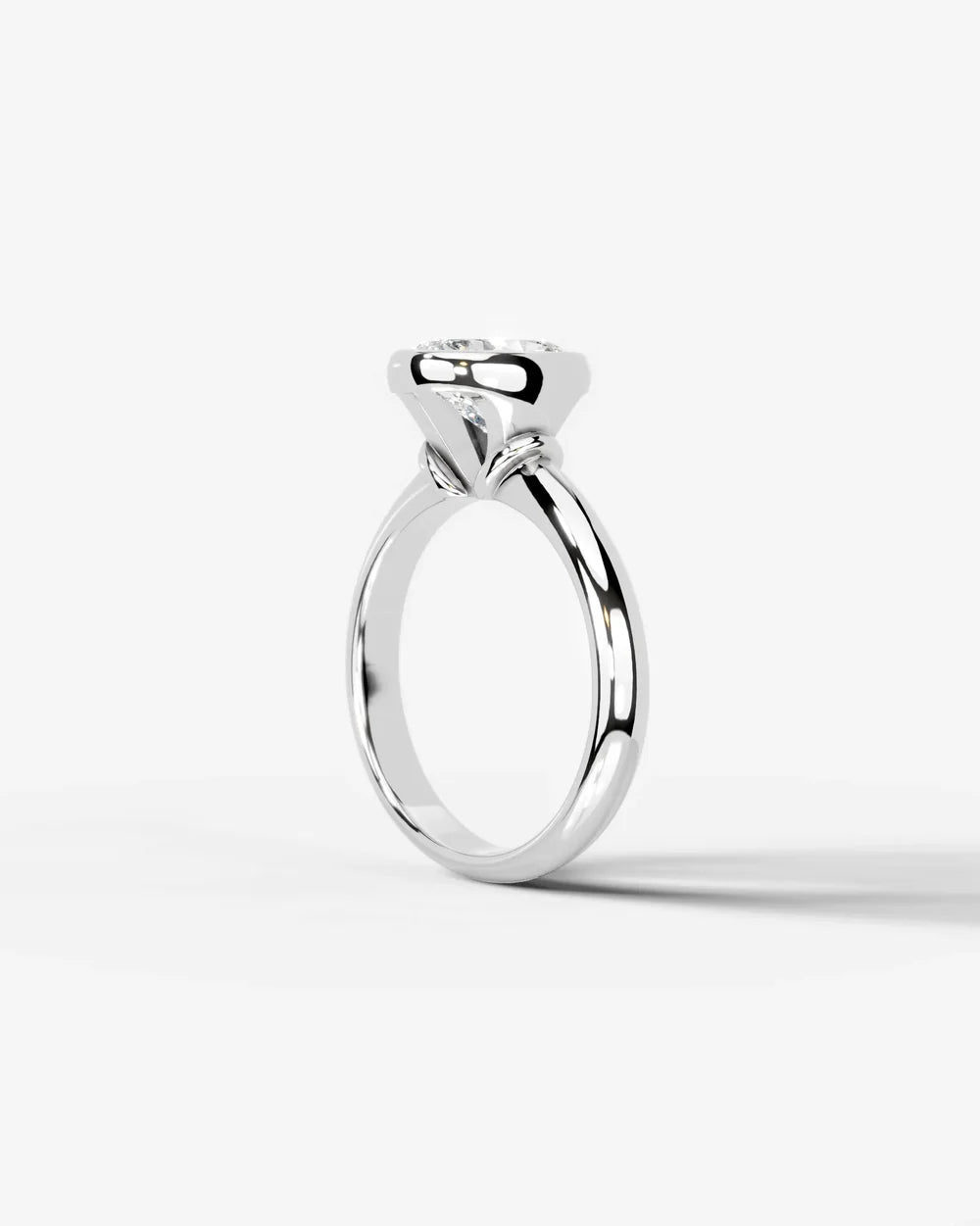 2 Carat Lab Grown Oval Cut Diamond Bezel Set Solitaire Ring