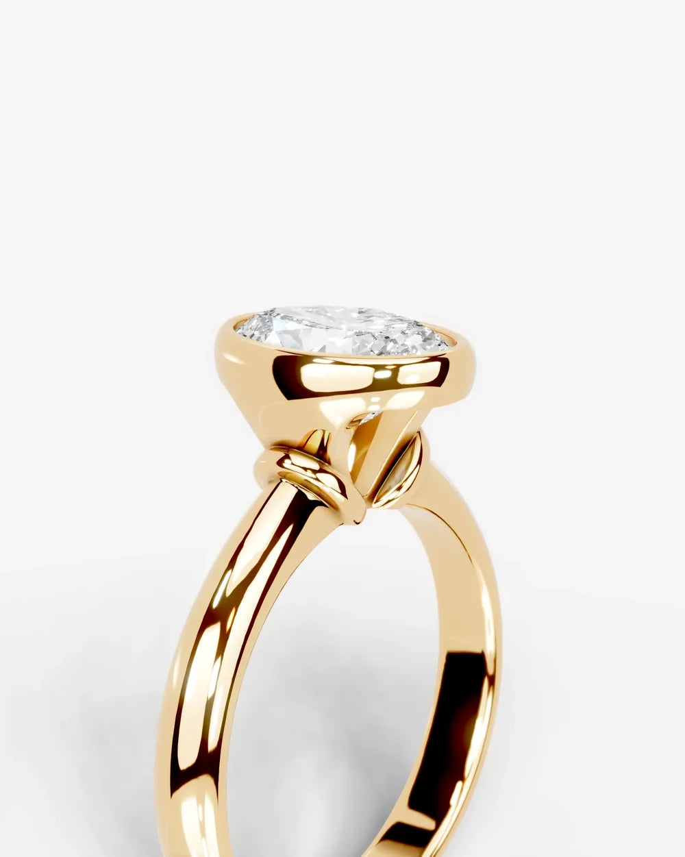 2 Carat Lab Grown Oval Cut Diamond Bezel Set Solitaire Ring