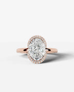 2 Carat Lab Grown Oval Diamond Half Halo Ring
