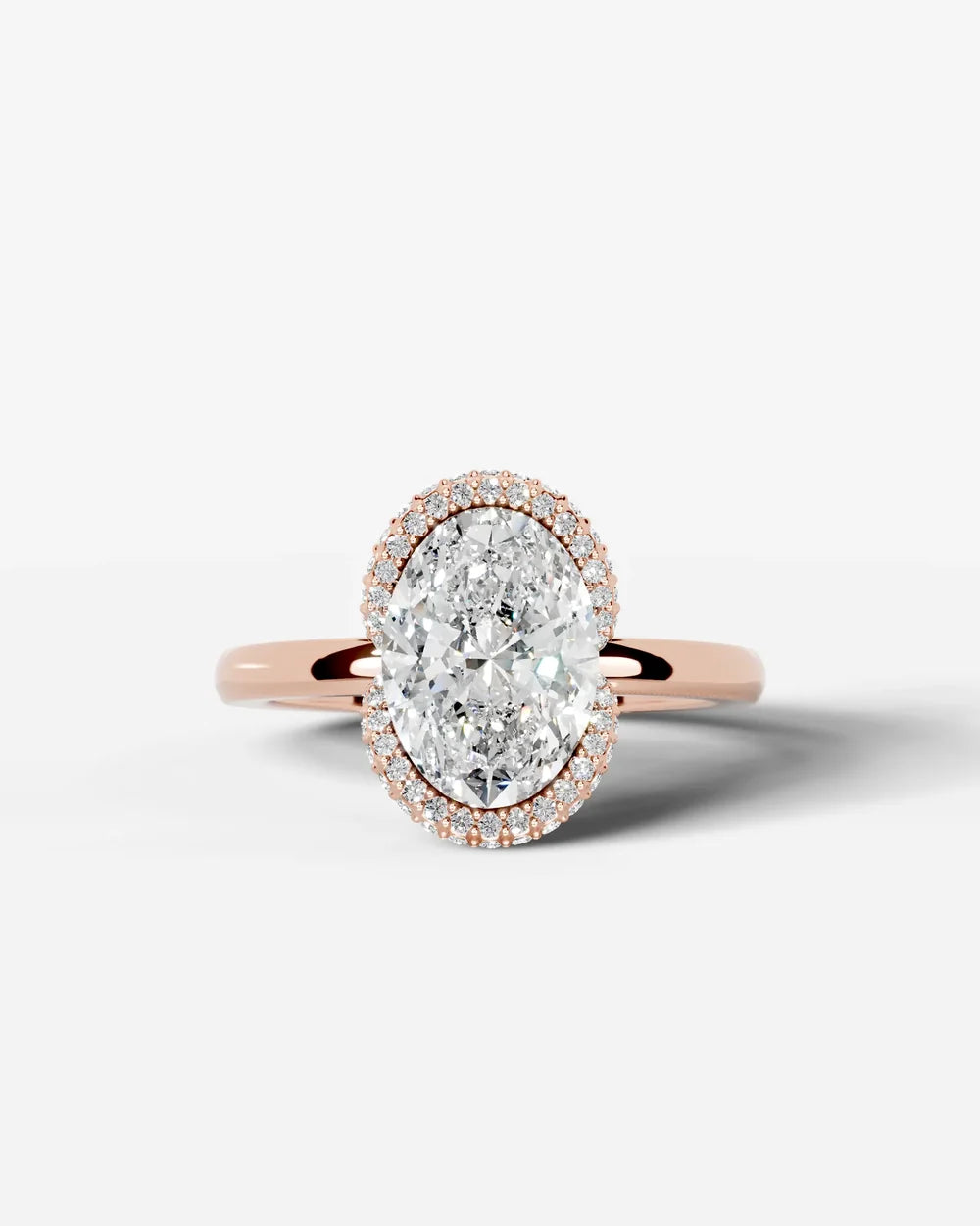 2 Carat Lab Grown Oval Diamond Half Halo Ring