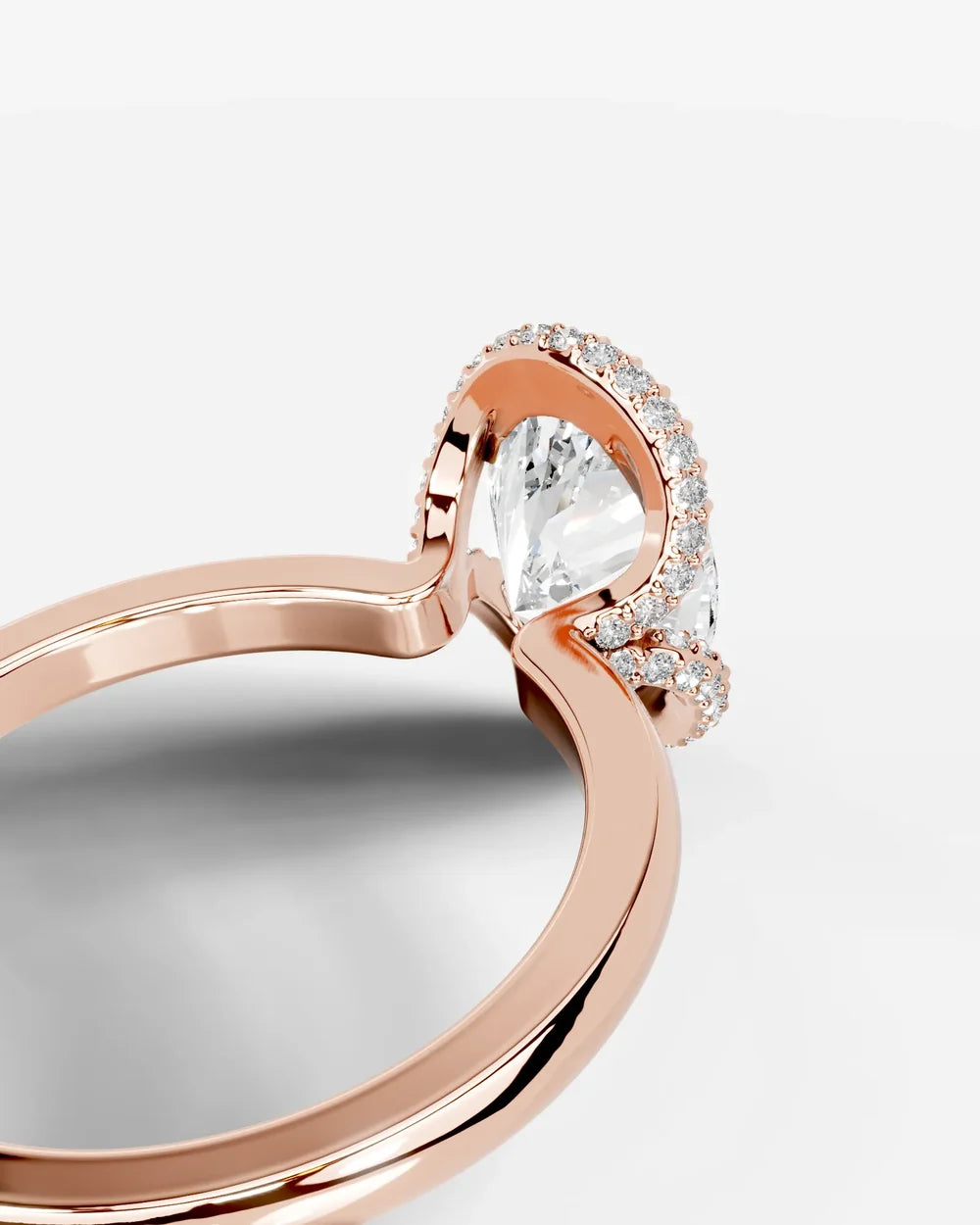 2 Carat Lab Grown Oval Diamond Half Halo Ring