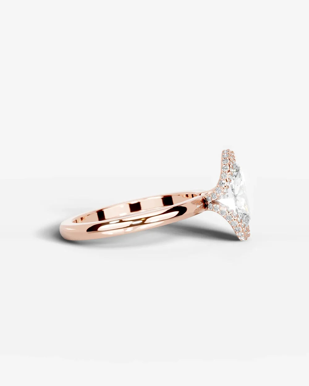 2 Carat Lab Grown Oval Diamond Half Halo Ring