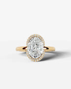 2 Carat Lab Grown Oval Diamond Half Halo Ring