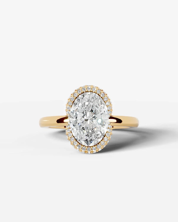 2 Carat Lab Grown Oval Diamond Half Halo Ring
