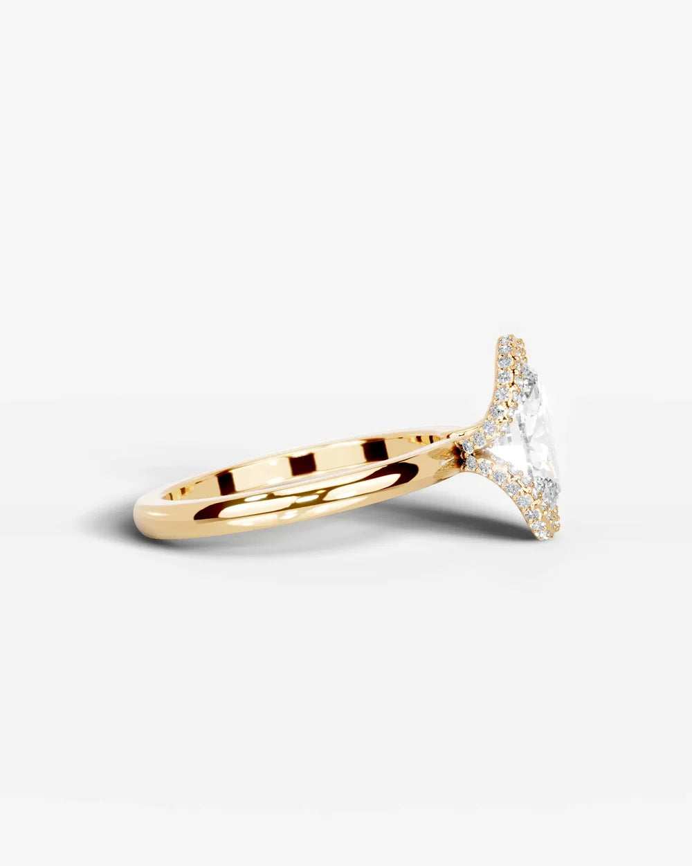 2 Carat Lab Grown Oval Diamond Half Halo Ring