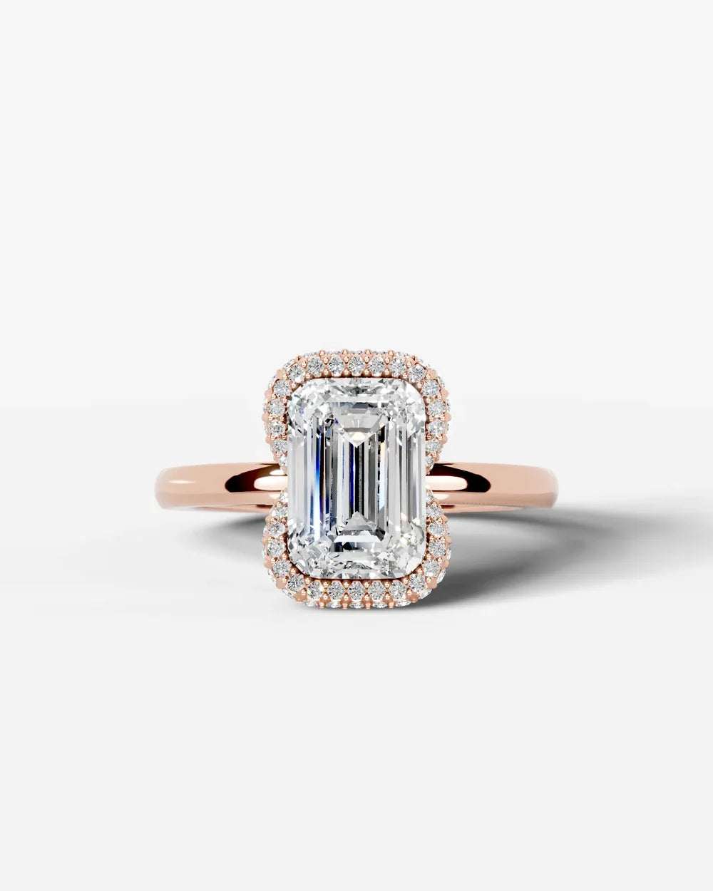 2 Carat Lab Grown Emerald Cut Diamond Half Halo Ring