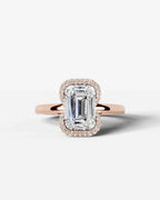 2 Carat Lab Grown Emerald Cut Diamond Half Halo Ring