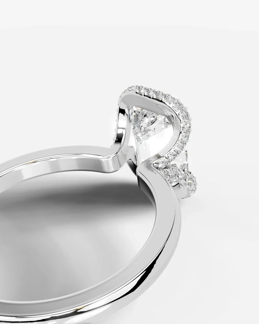 2 Carat Lab Grown Emerald Cut Diamond Half Halo Ring