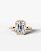 2 Carat Lab Grown Emerald Cut Diamond Half Halo Ring