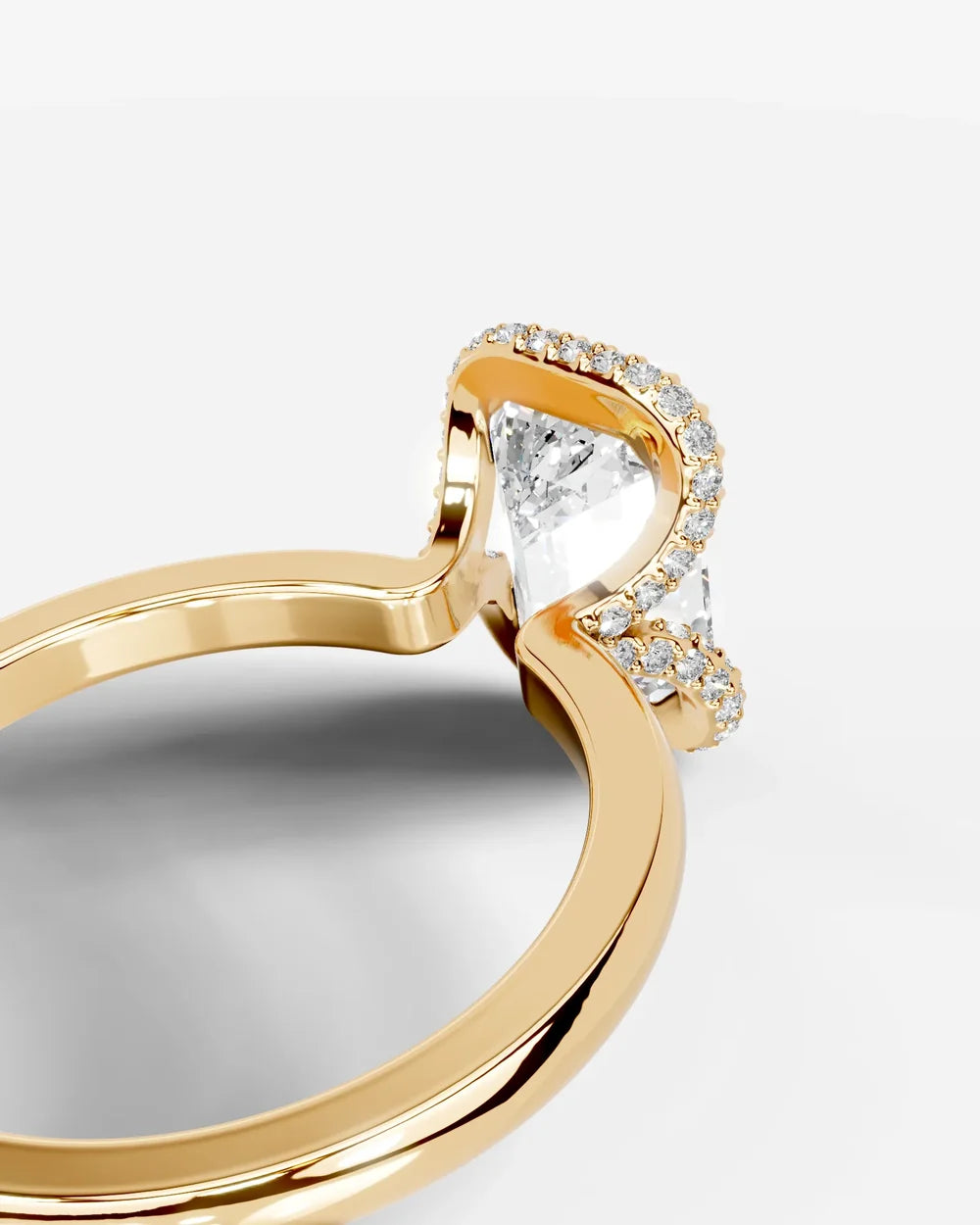 2 Carat Lab Grown Emerald Cut Diamond Half Halo Ring