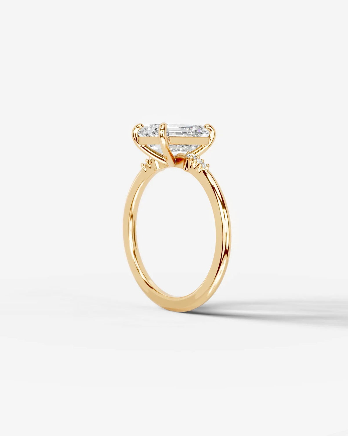 2 Carat Lab Grown Emerald Cut Diamond side stone Ring