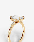 2 Carat Lab Grown Emerald Cut Diamond side stone Ring