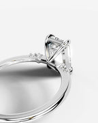 2 Carat Lab Grown Emerald Cut Diamond side stone Ring