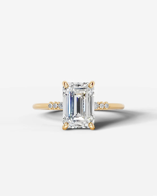 2 Carat Lab Grown Emerald Cut Diamond side stone Ring