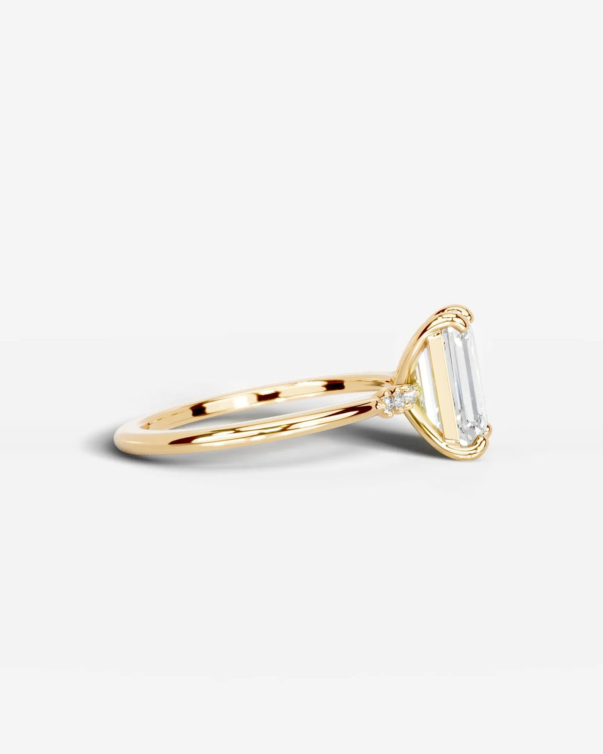 2 Carat Lab Grown Emerald Cut Diamond side stone Ring