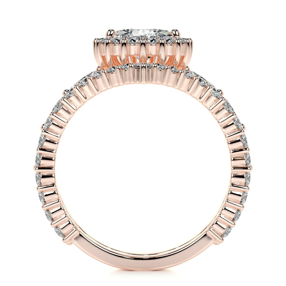 Elegant Pear Cut Lab Grown Diamond Bridal Set with Marquise & Round Halo – Sustainable Engagement Ring and Wedding Band Set for Modern Brides – Lustraa’s Bridal Set Ring