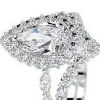 Elegant Pear Cut Lab Grown Diamond Bridal Set with Marquise & Round Halo – Sustainable Engagement Ring and Wedding Band Set for Modern Brides – Lustraa’s Bridal Set Ring