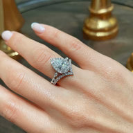 Elegant Pear Cut Lab Grown Diamond Bridal Set with Marquise & Round Halo – Sustainable Engagement Ring and Wedding Band Set for Modern Brides – Lustraa’s Bridal Set Ring
