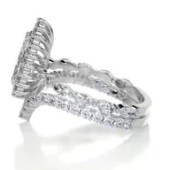Elegant Pear Cut Lab Grown Diamond Bridal Set with Marquise & Round Halo – Sustainable Engagement Ring and Wedding Band Set for Modern Brides – Lustraa’s Bridal Set Ring