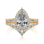 Elegant Pear Cut Lab Grown Diamond Bridal Set with Marquise & Round Halo – Sustainable Engagement Ring and Wedding Band Set for Modern Brides – Lustraa’s Bridal Set Ring