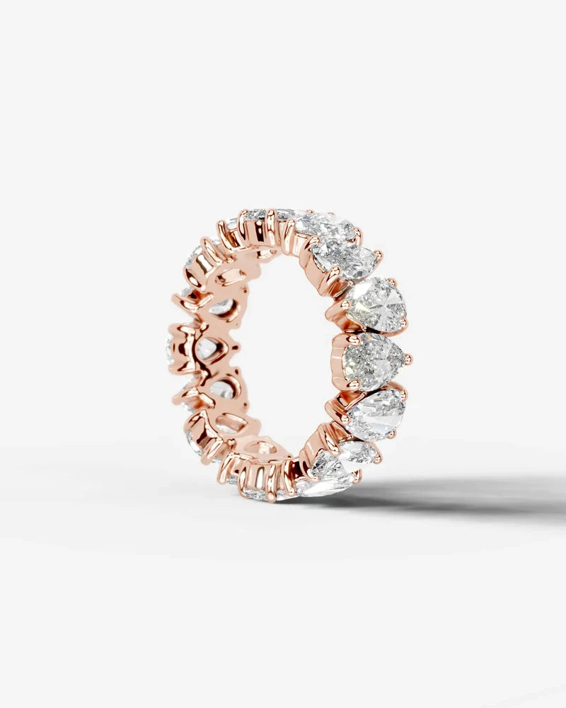 Lab Grown Diamond Alternating Pear Cut Eternity Wedding Band Ring