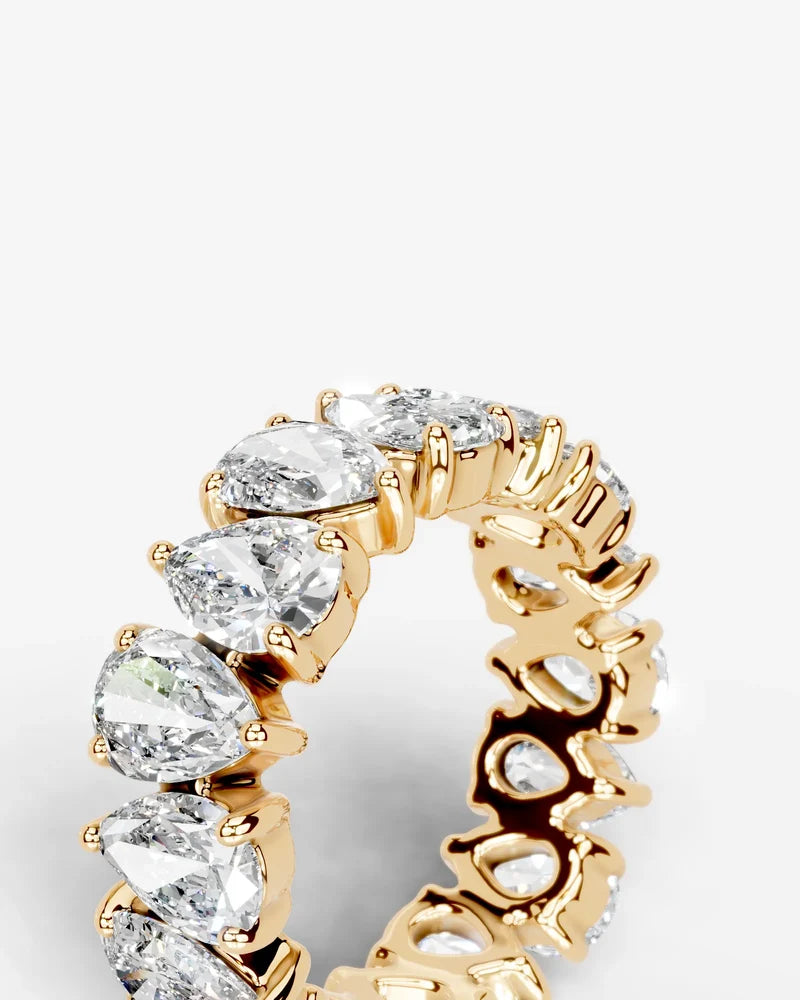 Lab Grown Diamond Alternating Pear Cut Eternity Wedding Band Ring