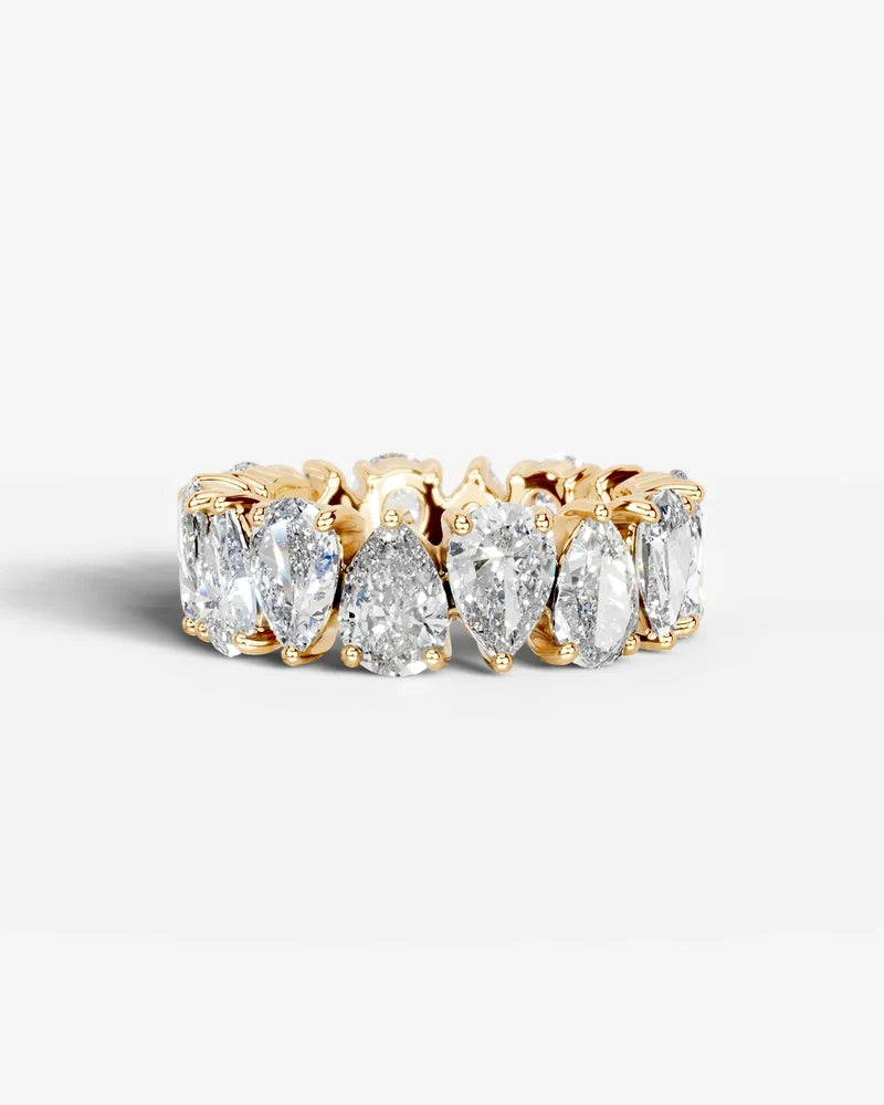 Lab Grown Diamond Alternating Pear Cut Eternity Wedding Band Ring