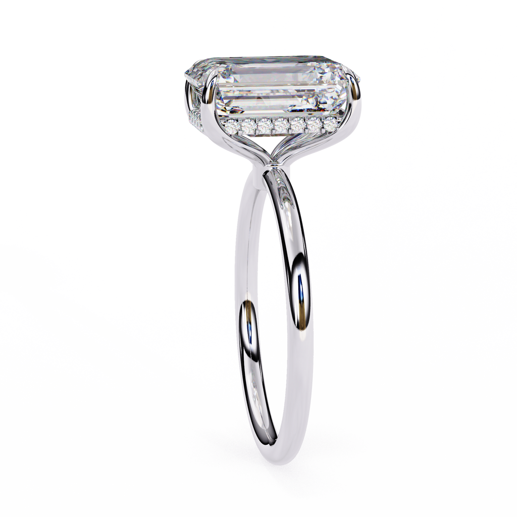 Emerald Cut Solitaire Engagement Ring – 2.56 Ct Lab Grown Diamond with Hidden Halo – Classic Emerald Diamond Ring– Lustraa’s Solitaire Ring